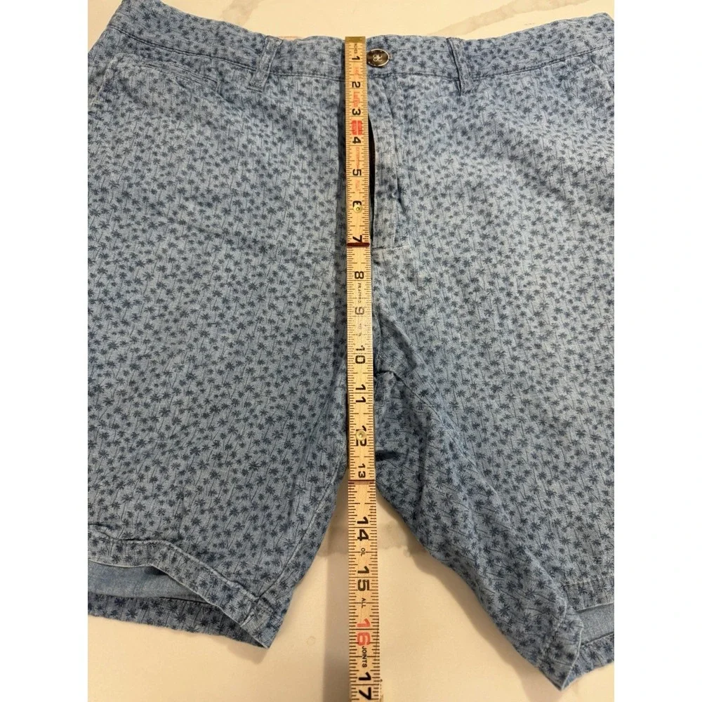 Johnnie O Val Chambray Shorts Mens Sz 32 Blue Palm Preppy Finance Frat Beach